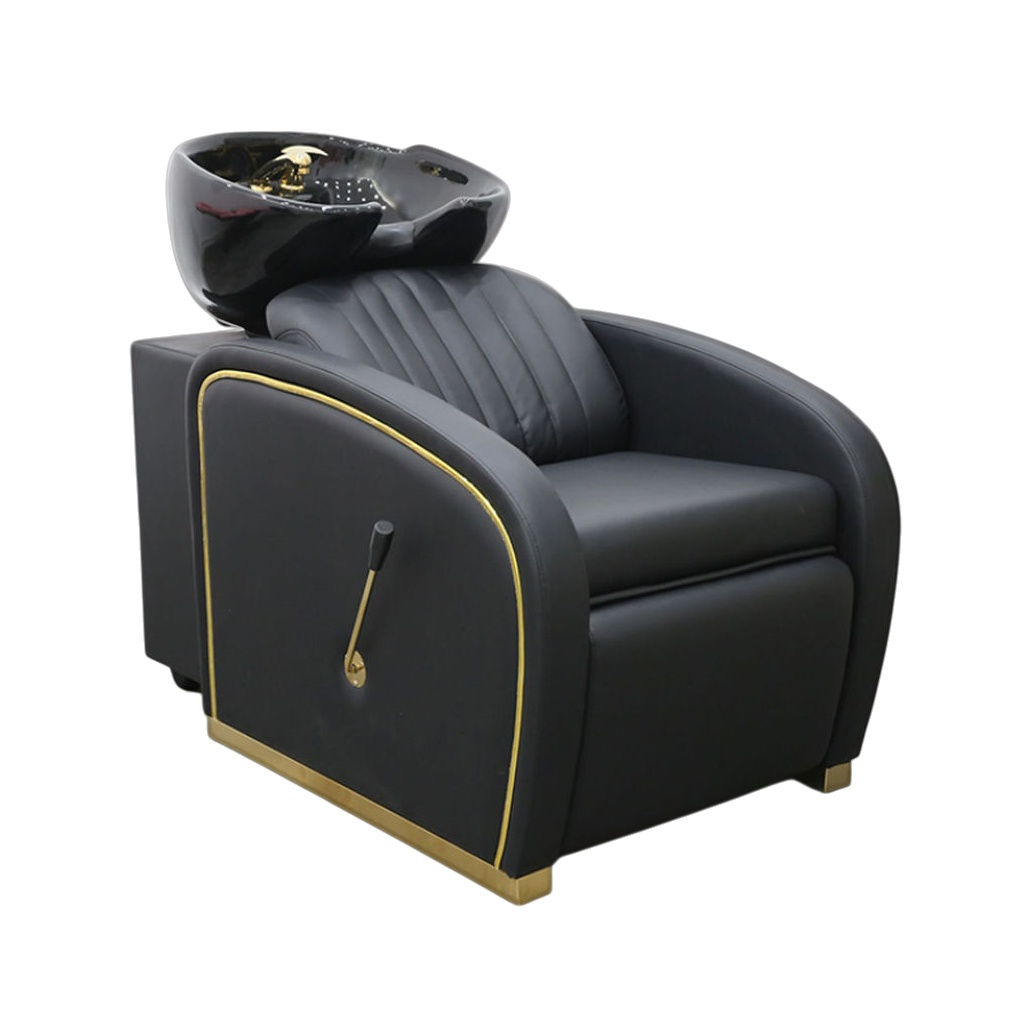 Modern Barbershop Furniture Black Gold Washing Heads
