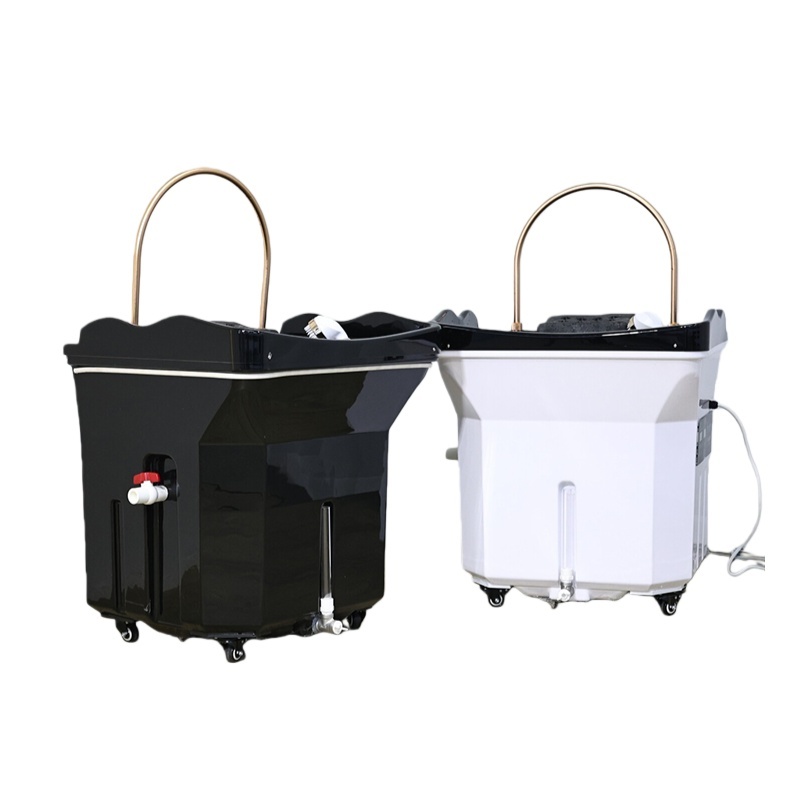 Professional Hair Washing Portable White Shampoo Sink Bowl With Spa Head Water Circulation Therapy and 60L Water Storage
